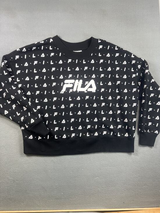 Fila Tops - Fila Women's 2XL Black Cropped Sweatshirt with Logo Print Streetwear